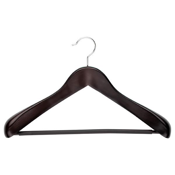 Superior Wooden Coat Hanger Ribbed Bar Walnut