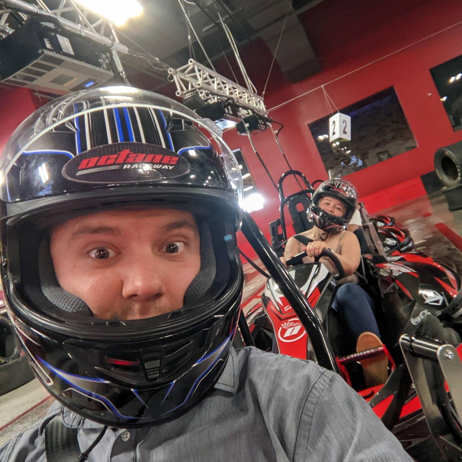 First date - go-cart racing (Parker did not let Hannah win)