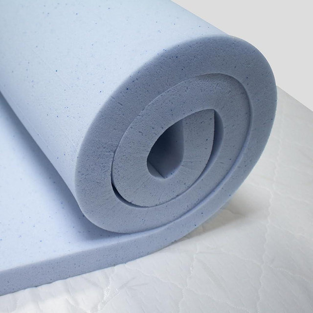 Lounj 2 Inch RV Gel Memory Foam Mattress Topper, King Short (72x75), Blue