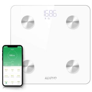 RENPHO Smart Body Fat Scale Bluetooth Digital Bathroom Scales Wireless Weight Scale BMI Scale Body Composition Monitor with Smartphone App 396 lbs - White