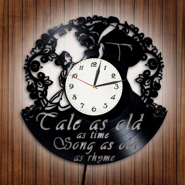 Beauty and the Beast Vinyl Clock - Enchanted Wall Decor, Classic Fairy Tale Timepiece, Perfect for Disney Fans & Romantic Gifts