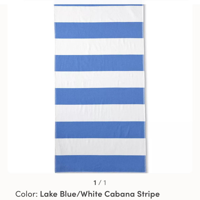 Cabana Stripe Beach Towel color Lake Blue/White