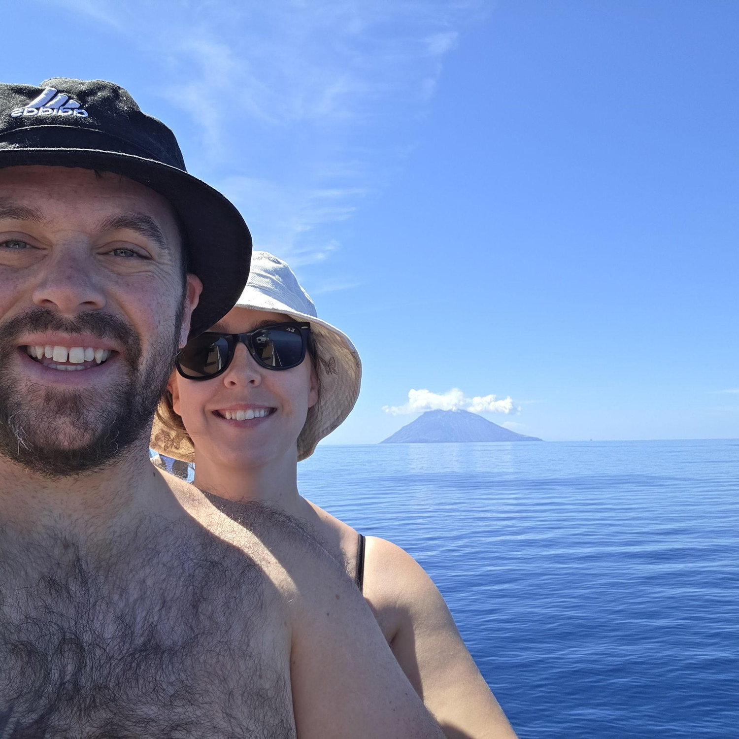 Us with a volcano