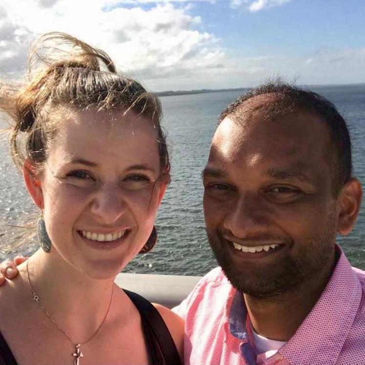 Soaking in ocean breezes in Melbourne during one of our last visits there before Kurian moved to Colorado in 2019