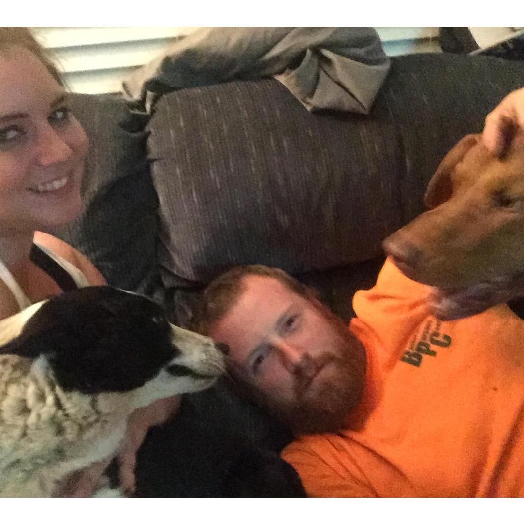 Attempting a family picture with Ruff and Maggie