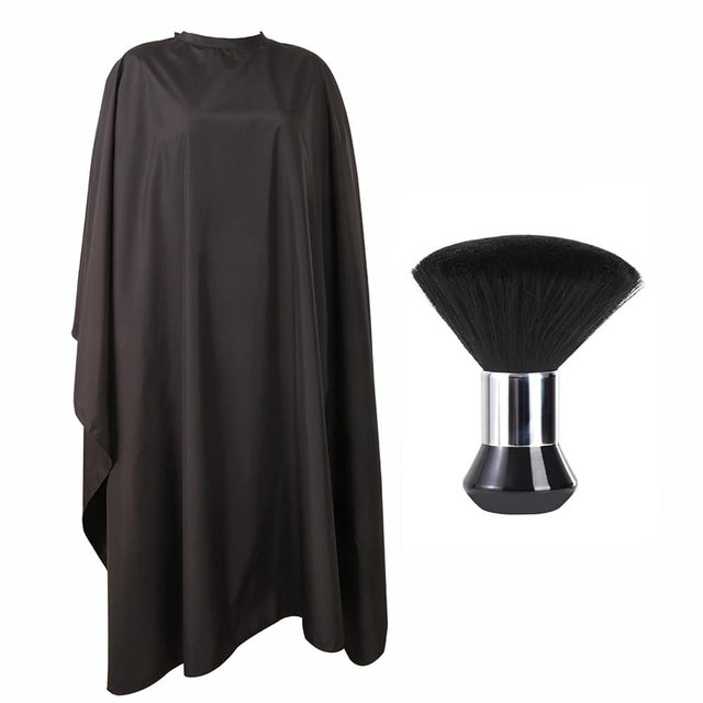YELEGAI Professional Hair Cutting Cape with Neck Duster Brush, Large Size Salon Barber Cape for Men, Women and Kids(Black)