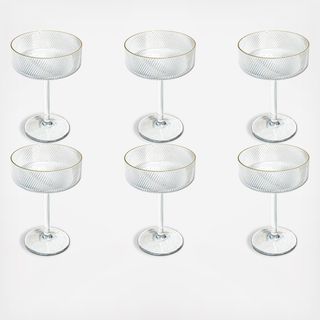 Stax Optic Twist Acrylic Coupe Glass, Set of 6