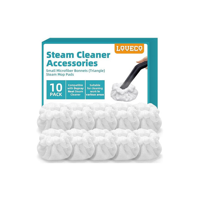 LOVECO 10 Pack Small Microfiber Bonnets (Triangle) Steam Mop Pads Compatible with Dupray Steam Cleaner etc, Reusable Washable Steam Cleaner Accessories for Multi-Surface