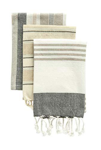 PY HOME & SPORTS Dish Towels Set, 100% Cotton Waffle Weave Kitchen Towels 8  Pieces, Super Absorbent Kitchen Hand Dish Cloths for Drying and Cleaning 17  x 25 Inches Beige+khaki+light Grey+dark Grey-2