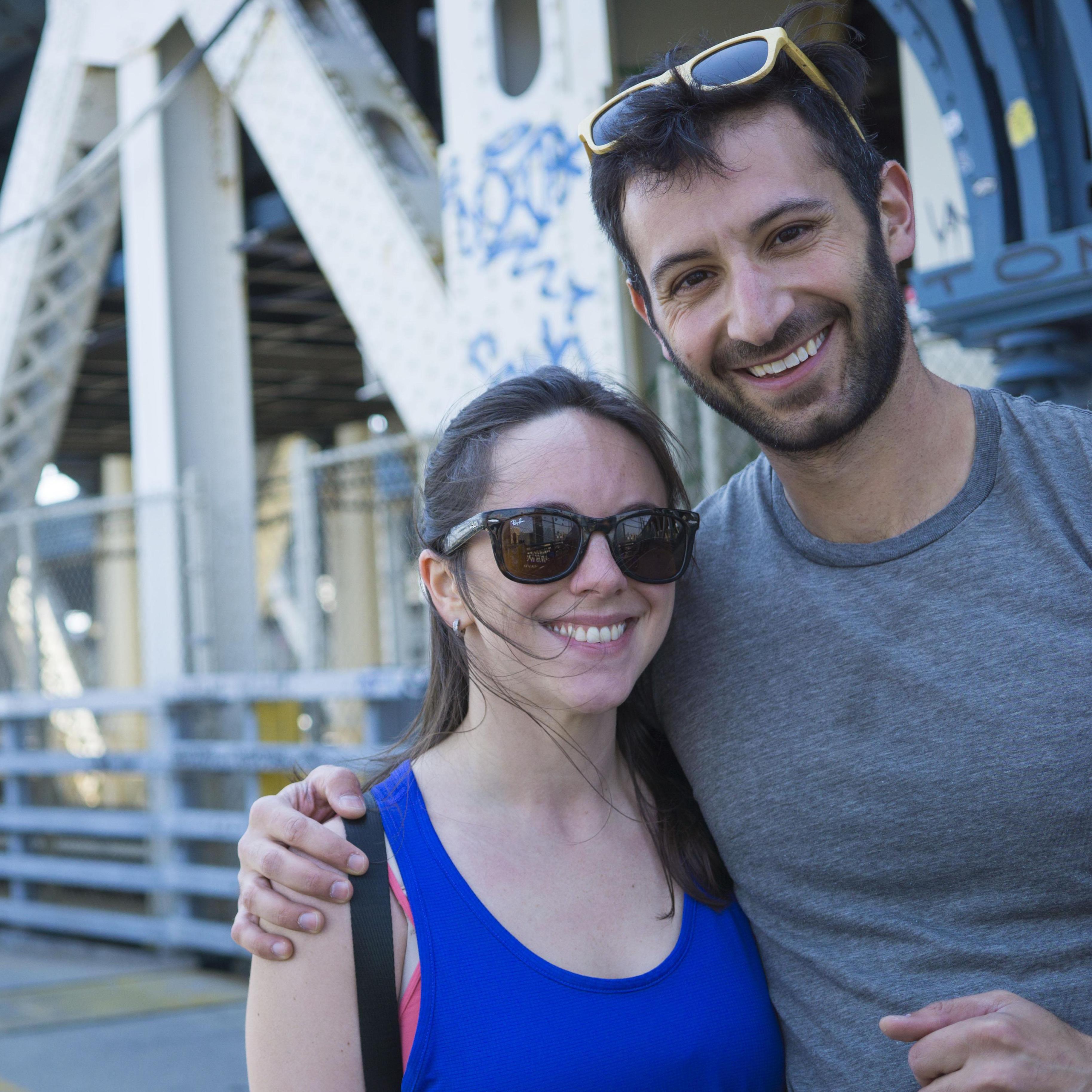 Jenna's happy place: biking over the Manhattan Bridge. Oh wait, that's Craig's.