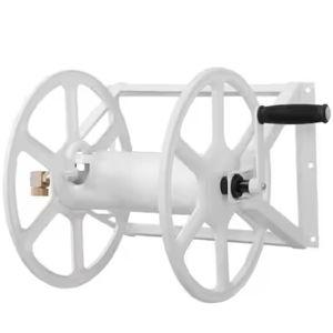 200 ft. White Steel Dual mount Wall Mounted Garden Hose Reel