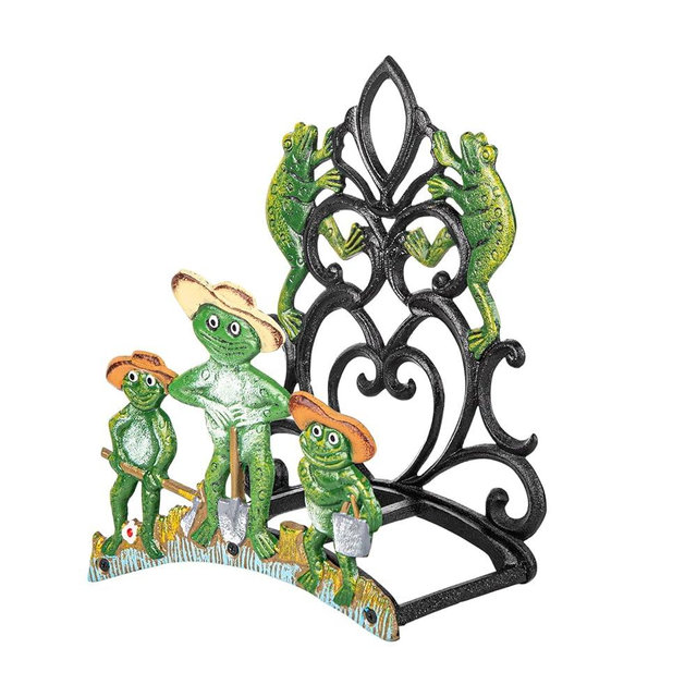 Sungmor Garden Hose Holder Wall Mounted, Large Capacity & Heavy Duty Cast Iron Water Hose Holder for Outside, Pretty & Lovely Hard-working Frogs Hose Reel, Watering Hose Metal Stand Sturdy Pipe Hanger