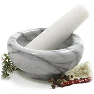 Greenco Marble Mortar and Pestle, 4.5", White/Gray