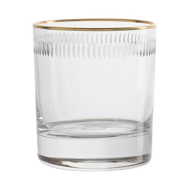 Etched Gold Rim Double Old Fashioned Glasses, Set of 4