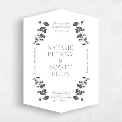 White Diamond Wedding Invitation - Dianora Portrait