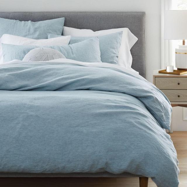 Belgian Flax Linen Melange Duvet, Full/Queen, Washed Gemstone