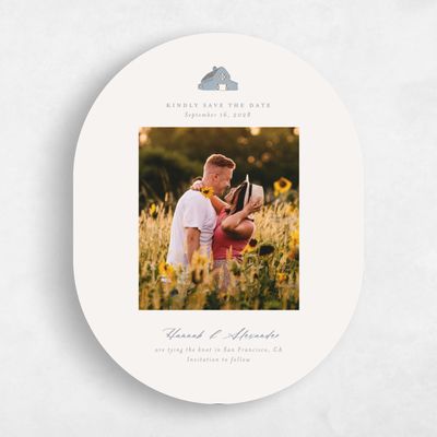 Blue Oval Wedding Save the Date - Sable Photo