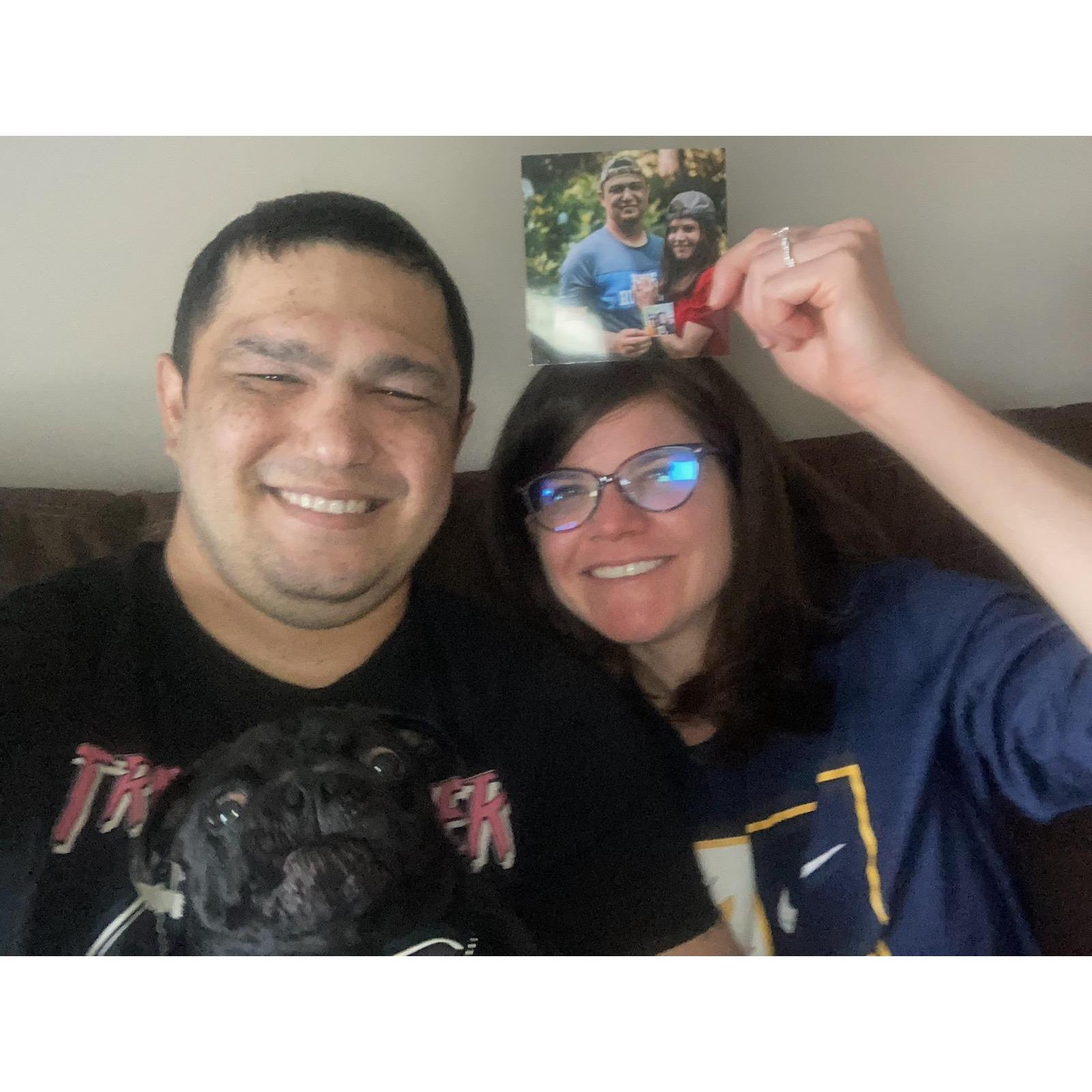 Our tradition that we followed while we were apart! Every time we'd get together we'd take a picture. That picture had us holding a picture of the previous picture we had taken! Confused yet!? :P