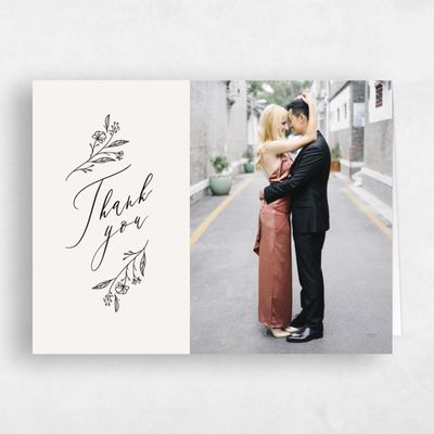 Ebony, Beige Wedding Thank You - Miette Photo