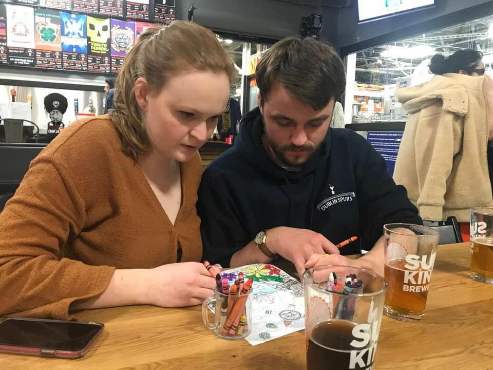 Coloring at Sun King Brewery in Indianapolis, April 2019.