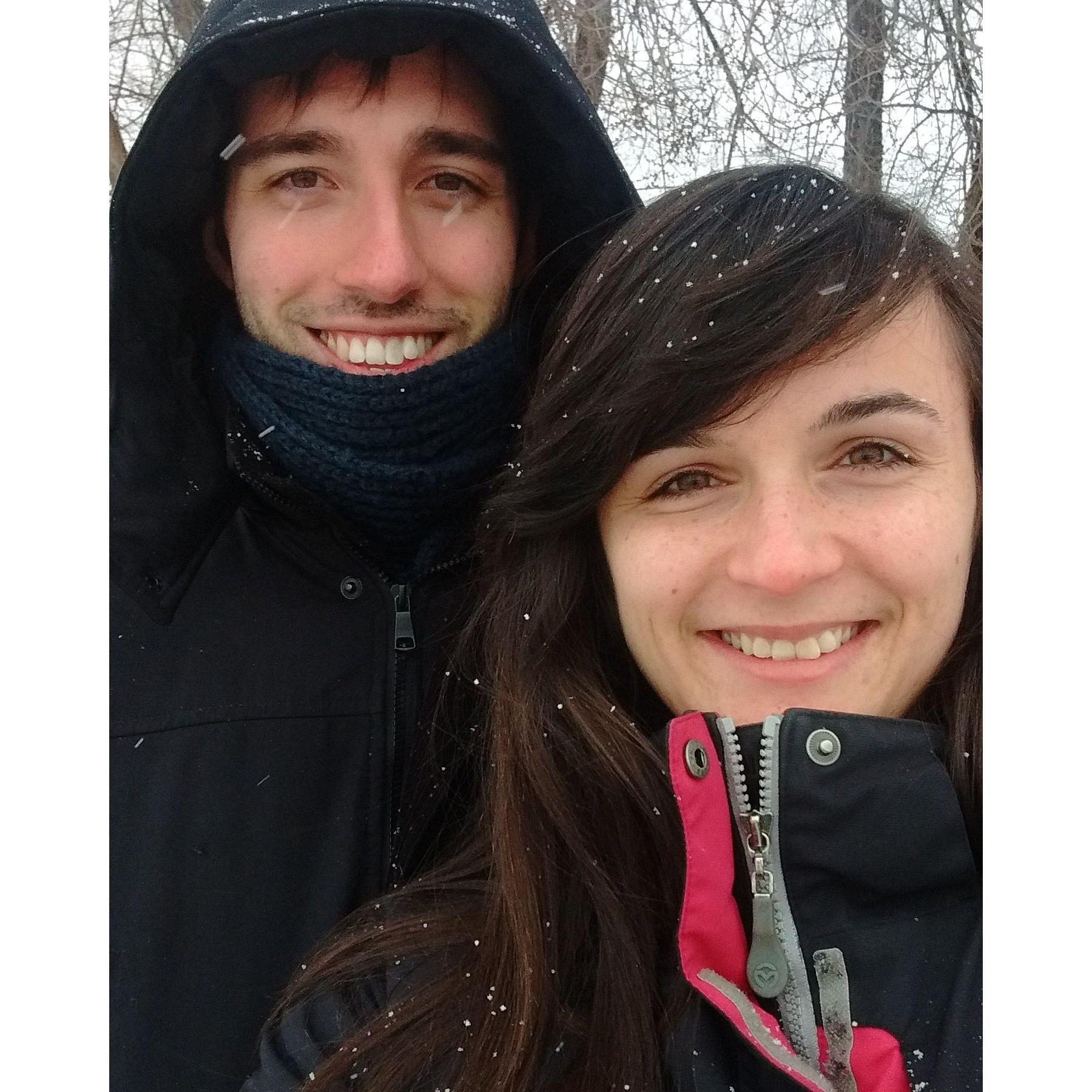 Valerio's first time experiencing Canadian winter