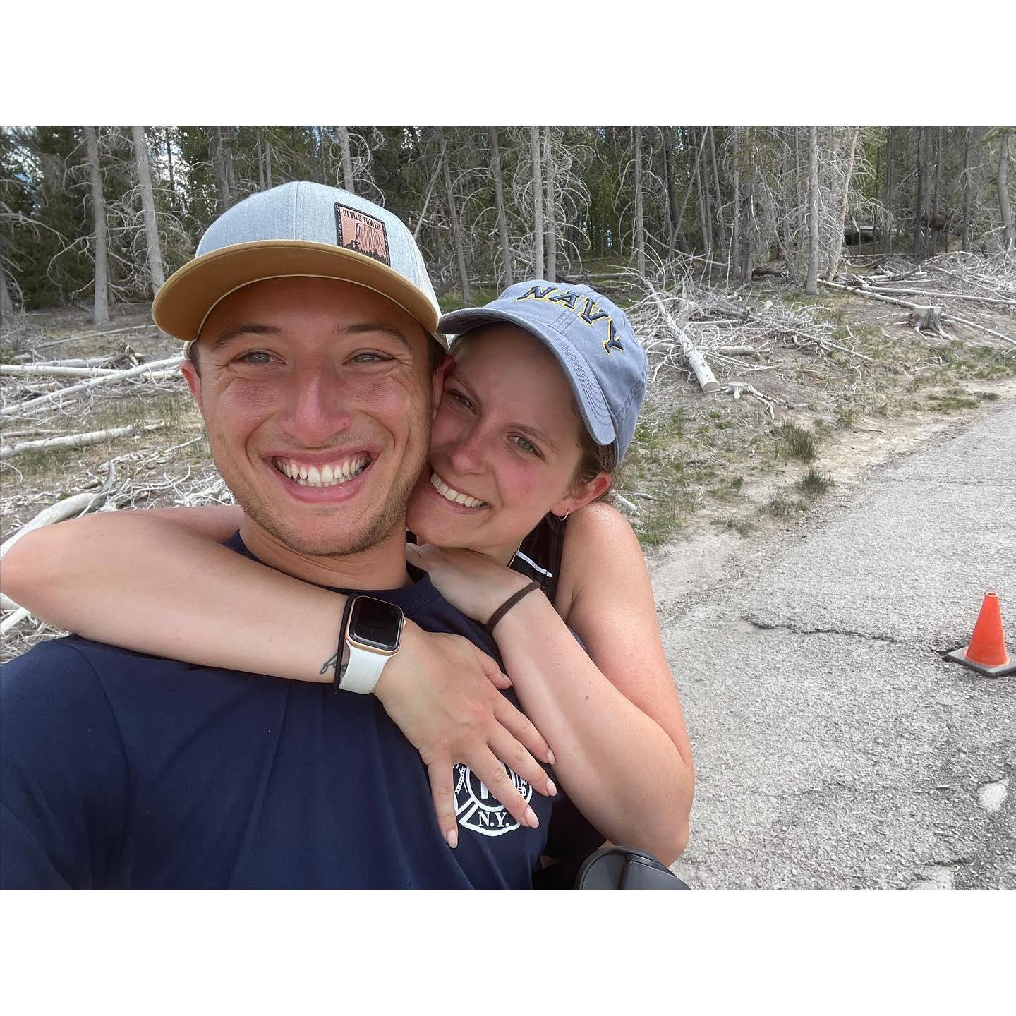 Yellow Stone National Park, spending 10 days in a tent together you'd think we would get annoyed, but we loved every second.