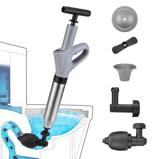 MaxxGeek Toilet Plunge Blaster, High Pressure Toilet Plunger, High-Pressure Air Drain Blaster Plunge Blaster Multi-drain Unclogger for Toilets, Bathroom Floor, Drain Sinks and Plumbing Clogs.