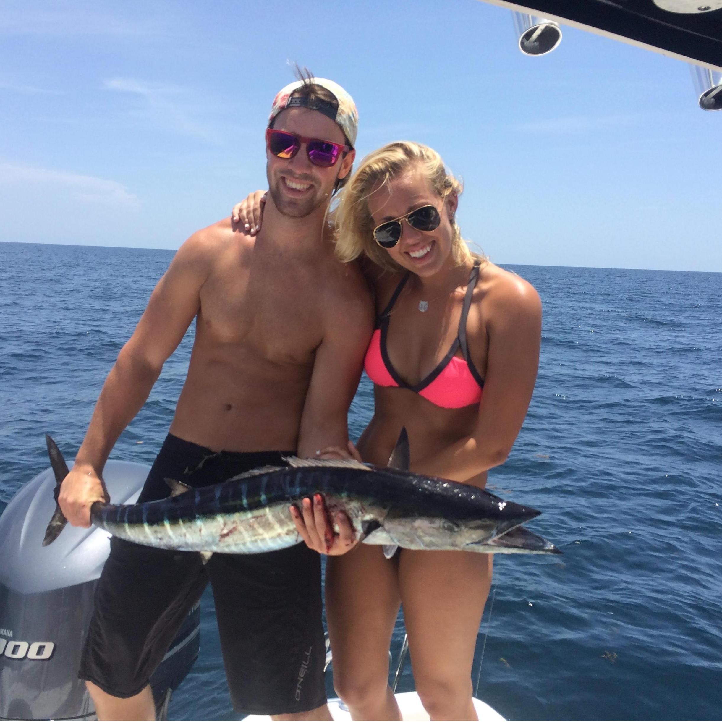 One of the first times my parents got to meet Matt. They took us on the boat and Matt caught this wahoo and cooked it for our dinner. From then on I knew he had their approval!