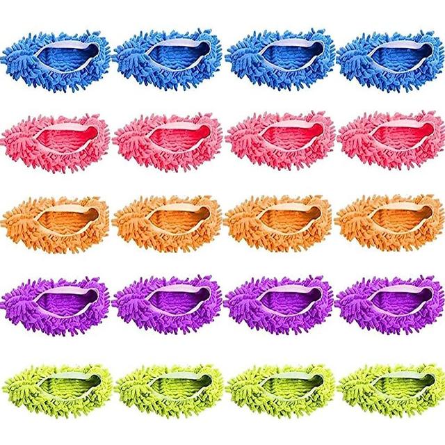 20Pcs 10Pairs Mop Slippers for Floor Cleaning,Microfiber Mop Slippers Shoes Mop Socks Floor Cleaning Tools Foot Shoe Cover Soft Washable Reusable