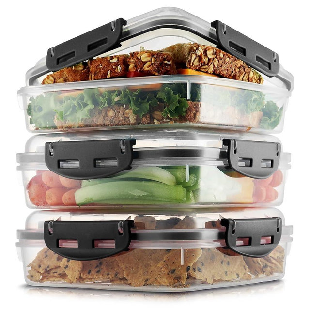 Tafura Sandwich Containers (3 Pack) Sandwich Box | Lunch Containers | Sandwich Containers for Lunch Boxes | Reusable Sandwich Holder, BPA Free (Black)