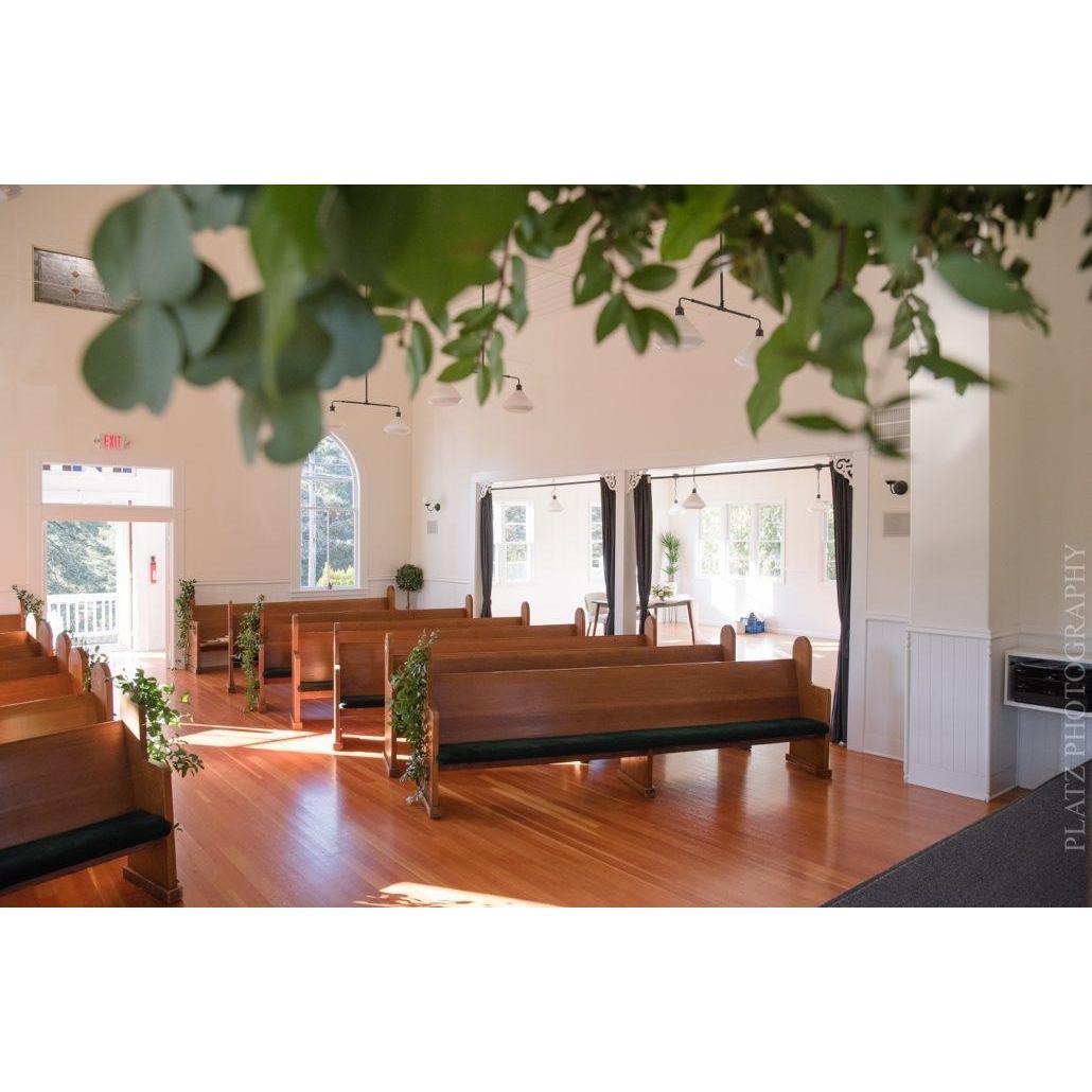 A view of the chapel from near the altar area. You can kind of see the reception room off the side of the chapel.
