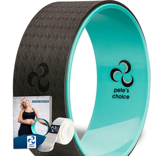 pete's choice Dharma Yoga Wheel with Bonus eBook & Free Yoga Strap | Comfortable & Durable Yoga Balance Accessory | Increase Flexibility | Ideal Back Stretcher