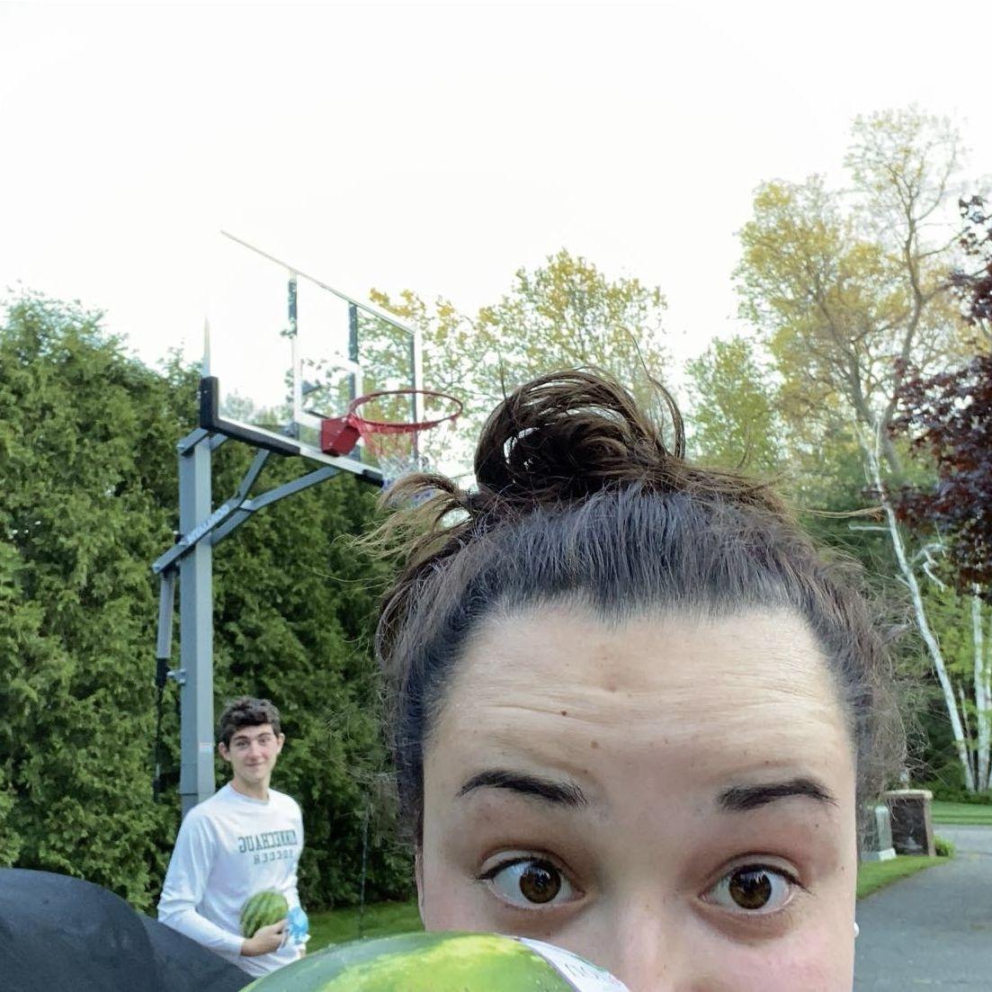 Senior assassin goes hand in hand with two extremely competitive people - watermelon in hands always!