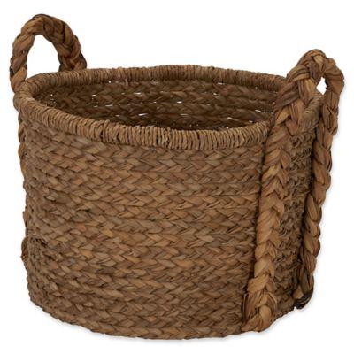 Household Essentials Large Wicker Floor Basket with Braided Handle