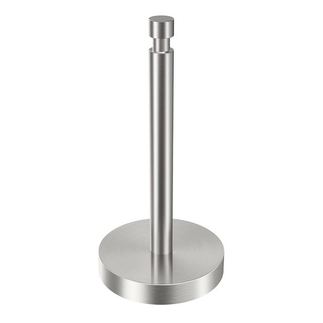 Paper Towel Holder Countertop, Black Paper Towel Holder with Weighted Base Non Slip, Standing Paper Towel Roll Holder for Kitchen Bathroom, Easy One-Handed Operation, Stainles Steel (Brushed Nickel)