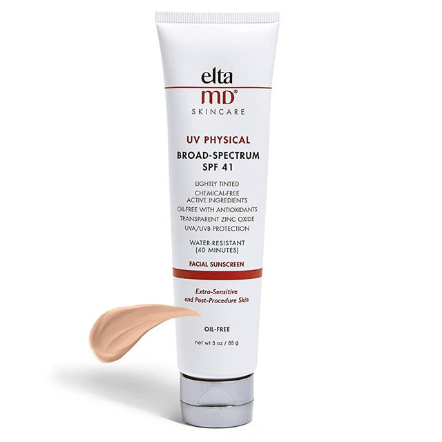 EltaMD UV Physical Tinted Mineral Sunscreen, Chemical-Free Face Sunscreen for Sensitive Skin and Post-Procedure Skin, Non-Greasy, Broad-Spectrum SPF 41, 3.0 oz