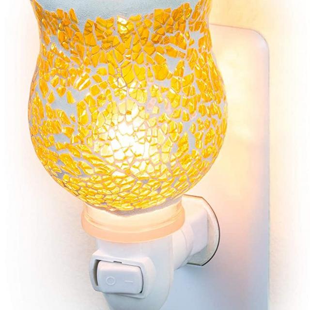 Mosaic Glass Plug-in Fragrance Wax Melt Warmers (Crackled Amber)