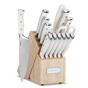 Cuisinart 15-Piece Knife Set with Block, High Carbon Stainless Steel, Forged Triple Rivet, Natural C77CTR-15P
