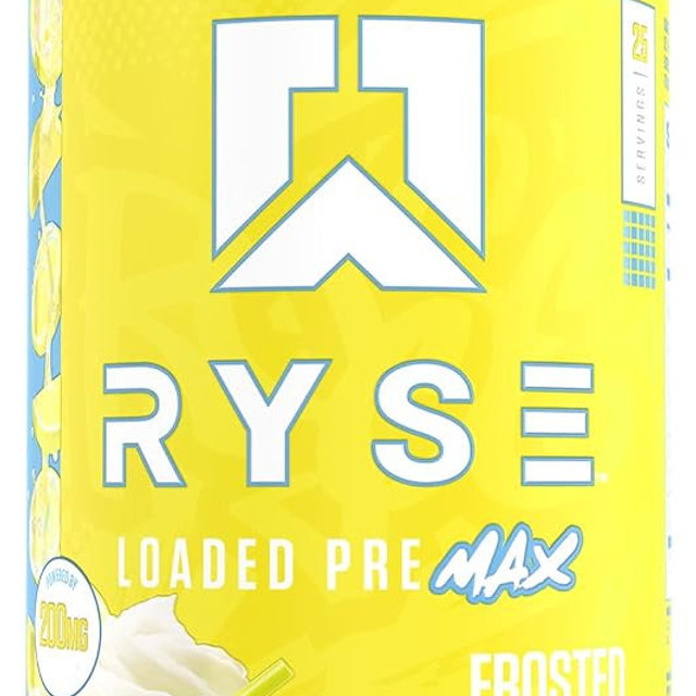 Ryse Loaded Pre Max Pre Workout Powder - Frosted Lemonade - 300mg Dual-Phase Caffeine for Sustained Energy for Men & Women - L-Citrulline, PeptiPump & Alpha-GPC for Power, Pumps & Focus - 25 Servings