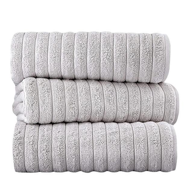 Classic Turkish Towels Luxury Ribbed Bath Sheets - Soft Thick Jacquard Woven 3 Piece Bath Set Made with 100% Turkish Cotton