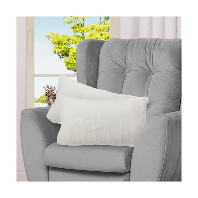 Cheer Collection Luxurious Faux Fur Throw Pillows Set of 2 - White