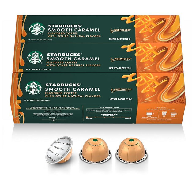 Starbucks by Nespresso Vertuo, Caramel Flavored Coffee, 30-count Coffee Pods, Brews 7.8 oz.