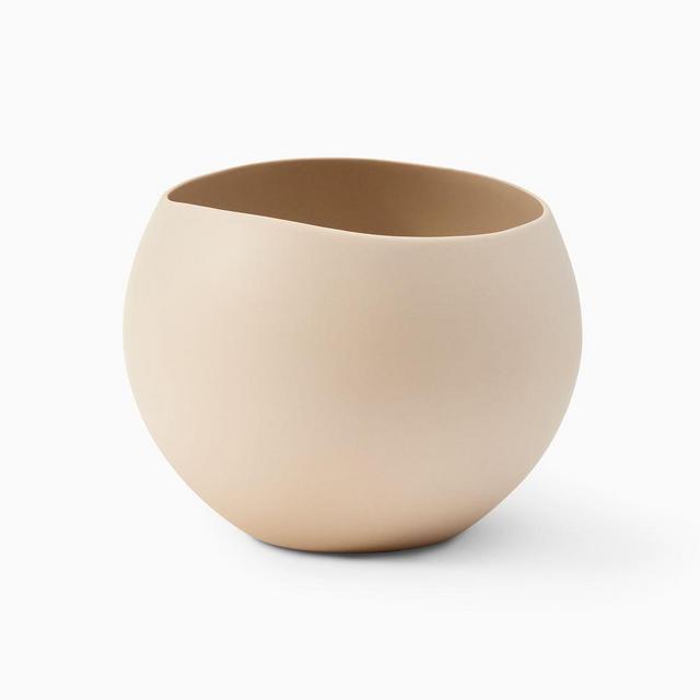 Organic Stoneware Tabletop Planter, Medium, 8"D x 6"H, White