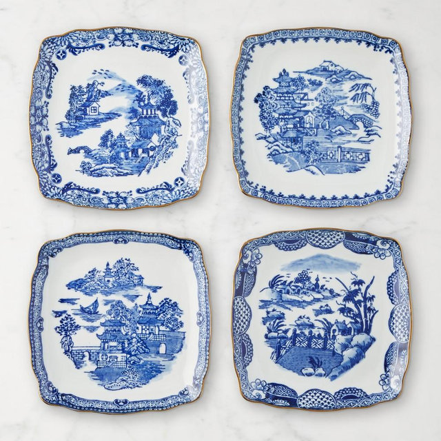 Marlo Thomas x Williams Sonoma Blue Scenic Appetizer Plates, Set of 8