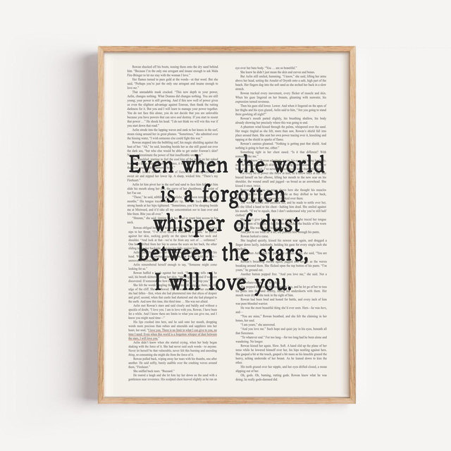 Printed Throne of Glass Quote Poster by Rowan and Aelin with Partial Chapter Text | Printed