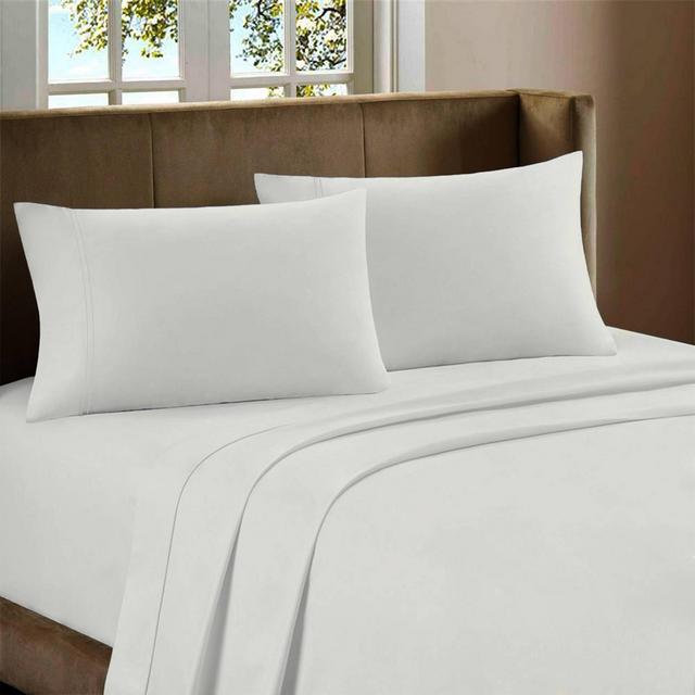 Queen 600 Thread Count Cotton Rich Sateen Sheet Set White - Color Sense