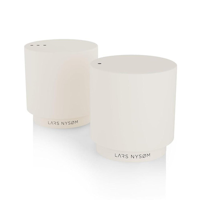LARS NYSØM Mini Salt and Pepper Shakers Set | Stainless Steel Salt and Pepper Shakers with Modern Minimalist Design, Easy Refill, Small Size (Buttercream)