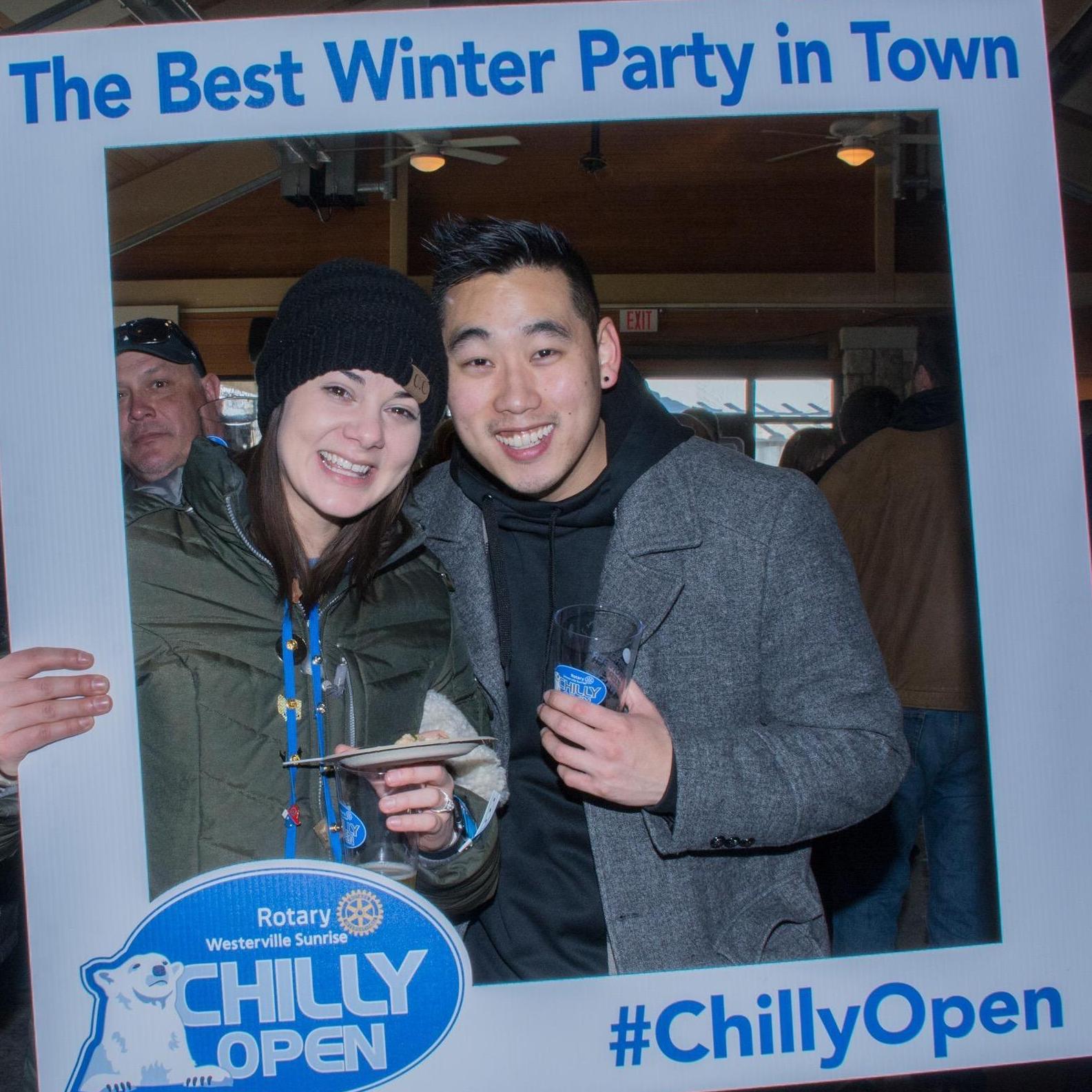Brandon and Gretchen enjoying the Chilly Open.