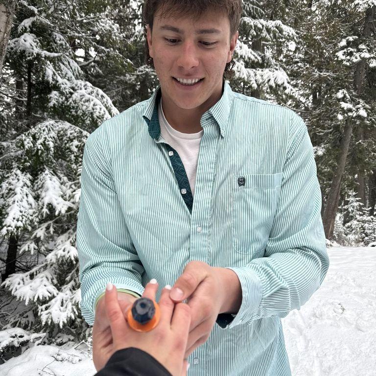 After our first Halloween together, Hunter's brother Tucker had a ring pop. I told Hunter I'd say yes to forever, even with a ring pop. Surprise! He kept it and brought it the day he proposed!