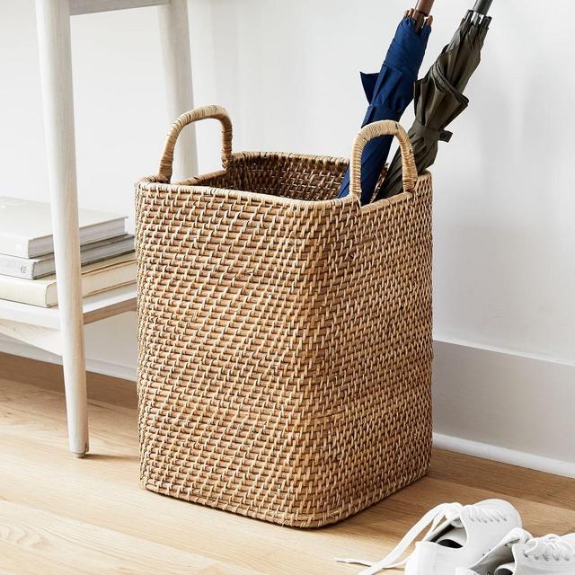Modern Weave Tall Handle Basket, Natural